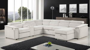 Sofá Seccional Reclinable Eléctrico de Estilo Moderno en Color Beige - Product Image 2