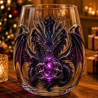 Table de bar fantaisie audacieuse décorée à la main, avec écailles de dragon rouge et noires, cornes de bronze et orb lumineux, cadeau de nuit, directement de l'usine