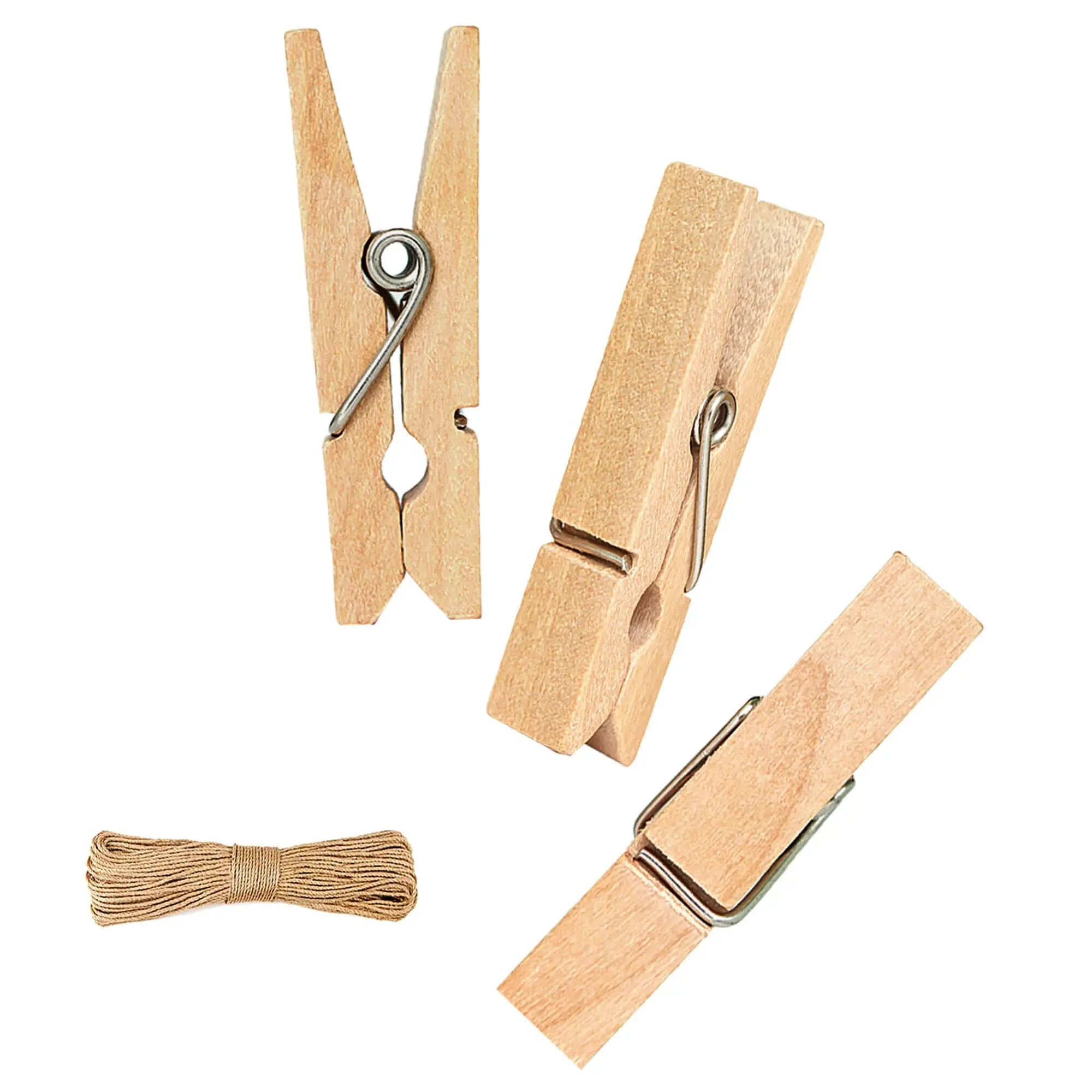 Mini Clothespins Wooden Small Clothes Pin Jute Twine String Photos Clips Pictures Crafts Display Decorative Clothespin
