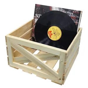 New Arrived Wooden Record Player Stand Shelf Vinyl Record Storage Rack Albums Book Vinyl Storage