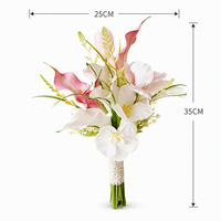 Buket Pengantin Buatan dari Anggrek Calla Lily Phalaenopsis, Bunga Tangan Tulip untuk Pengantin, Dekorasi Fotografi Pernikahan.