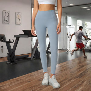 Leggings Deportivos de Cintura Alta para Mujer, Precio al por Mayor, Elásticos, Transpirables, de Spandex/Nailon, Largos, con Logotipo Personalizado para Yoga - Product Image 2