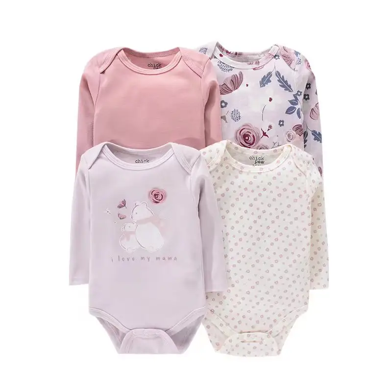 2023 New Baby Bodysuit 4 pcs Set Infant Clothes Baby Girls' Boy's Rompers Cotton Baby Jumpsuit in Stock Ready to Go