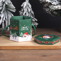 Boîte d'emballage de Noël en forme de pomme, boîte à fruits hexagonale pour la veille de Noël, boîte à biscuits portable avec corde, boîte décorative pour nougat, cadeau