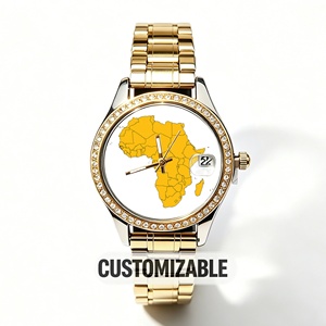 <span class=keywords><strong>Montre</strong></span> <span class=keywords><strong>Femme</strong></span> Dorée Brillante à Succès Commercial, Cadran Personnalisé, Lunette Sertie de Diamants, Bracelet en Acier Inoxydable, Idéale pour la Mode Africaine - Product Image 4