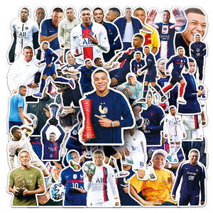 50 autocollants <span class=keywords><strong>Kylian</strong></span> Mbappé, athlètes de football célèbres, pour filles, bagages, guitare, autocollants de dessin animé imperméables, vente chaude en usine - Product Image 1