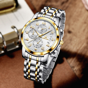 Meilleure <span class=keywords><strong>montre</strong></span> chronographe vintage de haute qualité pour hommes montres étanches en acier inoxydable à chaîne avec logo personnalisé doré pour hommes - Product Image 3