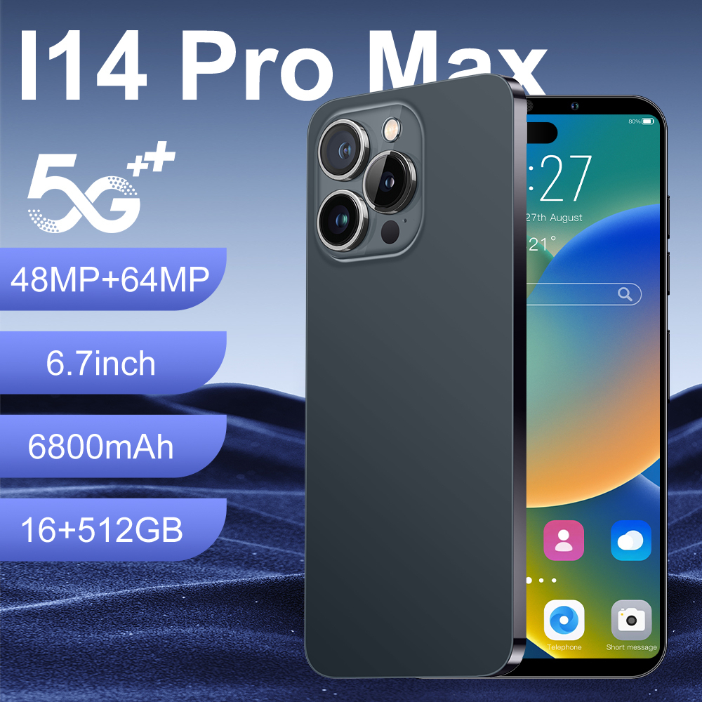 Двойной смартфон I13 Pro Max Android, 6,7 дюйма, 10,0, лицо, разблокировка отпечатков пальцев, 16 ГБ, 512 ГБ, MTk6592, Восьмиядерный процессор