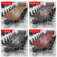 Grande table de conférence de bureau moderne et minimaliste en bambou avec combinaison de chaises amovibles pour salles de conférence/d'formation