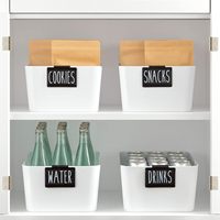 Porte-étiquette réutilisable en métal durable pour clip de panier de placard sur l'étiquette d'organisation de bac de garde-manger de cuisine