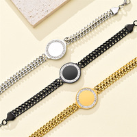 Bracelet en acier inoxydable Resoul Chunky avec zircone cubique, bijou de luxe pour femme, idéal au quotidien