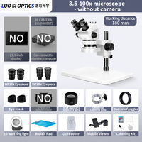 Microscope stéréoscopique trinoculaire à zoom 3,5x-100x avec éclairage annulaire LED pour la réparation de téléphones portables, l'évaluation de montres et l'inspection de bijoux