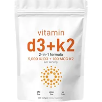 Offre Spéciale : Complément Alimentaire en Gélules de Vitamine D3 K2 avec 5000 UI de D3 K2 en Softgel – Soutient la Santé Immunitaire