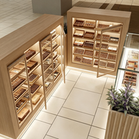Usine de luxe personnalisé LED éclairage en bois vitrine / tabac magasin de détail cigare vitrine design d'intérieur