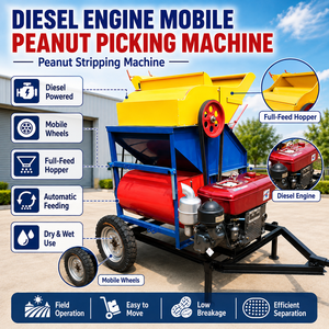 Décortiqueuse d'arachides mobile diesel avec roues <span class=keywords><strong>pour</strong></span> <span class=keywords><strong>la</strong></span> séparation des gousses d'arachides sur les champs agricoles - Product Image 2