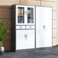 Armoire de classement de bureau en acier laminé à froid avec double vitrage supérieur, verrouillable, pour rangement de documents, emballage KD (à monter soi-même)