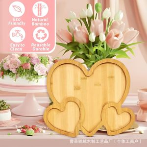 Wooden Heart Shaped Tray For Fruit Dessert Serving Platter <b>Party</b> <b>Table</b> Decor - Product Image 3