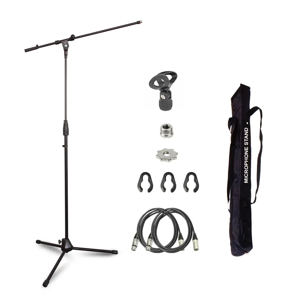 Microfono con supporto e supporto per microfono con treppiede a clip regolabile con borsa supporto per microfono per scuola