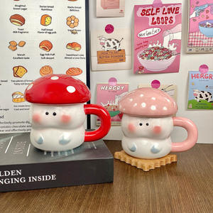 Dragon Nest Mushroom Ceramic <b>Mug</b> With Lid 401-500ml Large Capacity For Home Couples Gift - Product Image 1