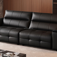 112182 Quanu Großhandel Schwarzes Luxus-Sofa aus Vollnarbenleder für Wohnzimmer Echtes Ledersofa für Möbelimporteure/Distributoren
