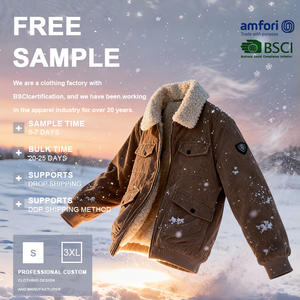 جاكيت شتوي رجالي كاجوال للملابس العملية بأسلوب الهيب هوب، تصميم جديد مبطن بالصوف السميك مع شعار أمامي لدفء الشتاء - Product Image 1