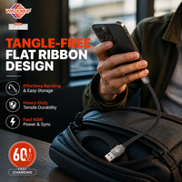 Kabel Pengisi Daya Cepat 60W USB ke Tipe C, Kabel Sinkronisasi Data Berbahan Nilon untuk Android