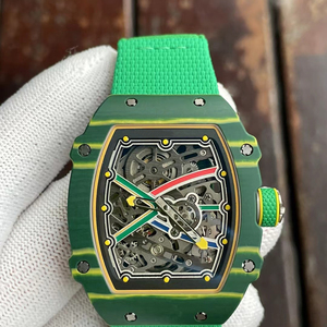 Reloj Mecánico de Fibra de Carbono con Correa de Goma y Caja Tonneau Ultrafina Verde de 7.8mm Rm6702 con Esfera de 7 Puntas - Product Image 3