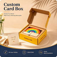 Boîte cadeau en papier personnalisée avec insert découpé, boîte d'emballage pour jouet puzzle en bois arc-en-ciel