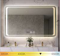 Miroir mural LED moderne avec affichage de la température et de l'heure, anti-buée, interrupteur tactile intelligent, indice de protection IP44, CRI 90, pour salle de bain