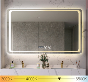 Espejo LED <span class=keywords><strong>de</strong></span> pared moderno para <span class=keywords><strong>baño</strong></span> con Interruptor táctil inteligente <span class=keywords><strong>antivaho</strong></span> con visualización <span class=keywords><strong>de</strong></span> temperatura y tiempo - Product Image 4