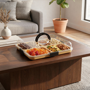Cajas de Aperitivos de Estilo Moderno, Caja de Aperitivos de Madera de Lujo con Tapa, Cajas de Charcutería Multifuncionales Portátiles de Bambú - Product Image 2