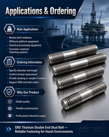 Boulon à double extrémité en titane GR5 M6-M24, longueur personnalisée pour quincaillerie de pont marin, industrie chimique offshore, OEM