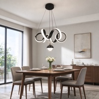 Lustre LED Spirale Infinie en Aluminium Noir 75W 3 CCT, Suspension 50cm 110V/220V CE RoHS pour Salle à Manger et Salon