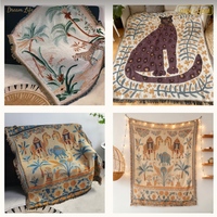 Couverture tissée en coton et polyester, motif bohème camel, pour canapé, lit, tapisserie murale, vente chaude, OEM