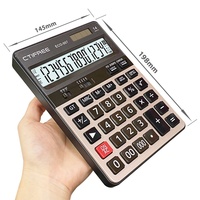 Calculatrice financière de bureau à LED solaire CTIFREE ECO-007 avec logo personnalisable, grand écran, en plastique durable