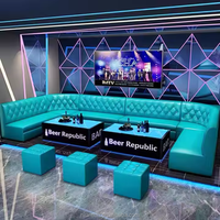 Ensemble de canapé de salon moderne avec revêtement en cuir et table centrale pour karaoké Bar Clubhouse Salle de réception