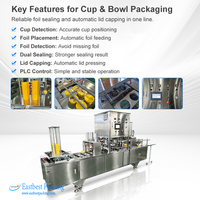Machine de scellage et de capsulage entièrement automatique Eastbest en acier inoxydable pour gobelets et bols, avec deux stations de chauffage intégrées