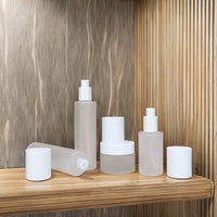 En Stock: Set de Envases de Vidrio Esmerilado con Bomba de 50ml y 100ml, Tarro de Crema de 50g, Botella de Tónico de 120ml para Cosméticos