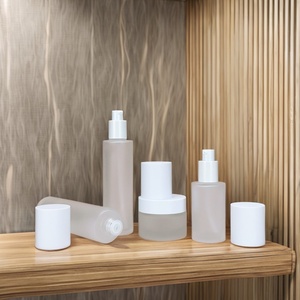 Ready Stock 50ml 100ml Frosted Glass <b>Pump</b> <b>Bottle</b> Set Packaging 50g Cream Jar 120ml Toner <b>Bottle</b> for Cosmetic - Product Image 4