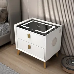 Wholesale Modern Furniture Smart Bedside Table With Wireless Usb Charging LED Light Storage Night Table