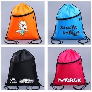 Promotional Custom Printing Logo Gym Draw <b>String</b> Backpack Sports Waterproof Nylon Polyester Drawstring <b>Bag</b> With Zipper - Product Image 6