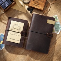 Carnet de notes A5 à anneaux rechargeable en cuir vintage, journal de voyage, agenda fait main, pages en papier kraft A6 A7 rétro