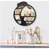 Étagère murale flottante en bois pour cristaux de lune, étagère en forme de croissant de lune, organisateur essentiel pour pierres, rangement pour roches