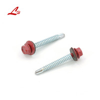 Vis auto-perceuses à tête hexagonale galvanisée DIN7504K C1022A Rondelle en caoutchouc Couleur rouge Vis de toiture en acier au carbone peint