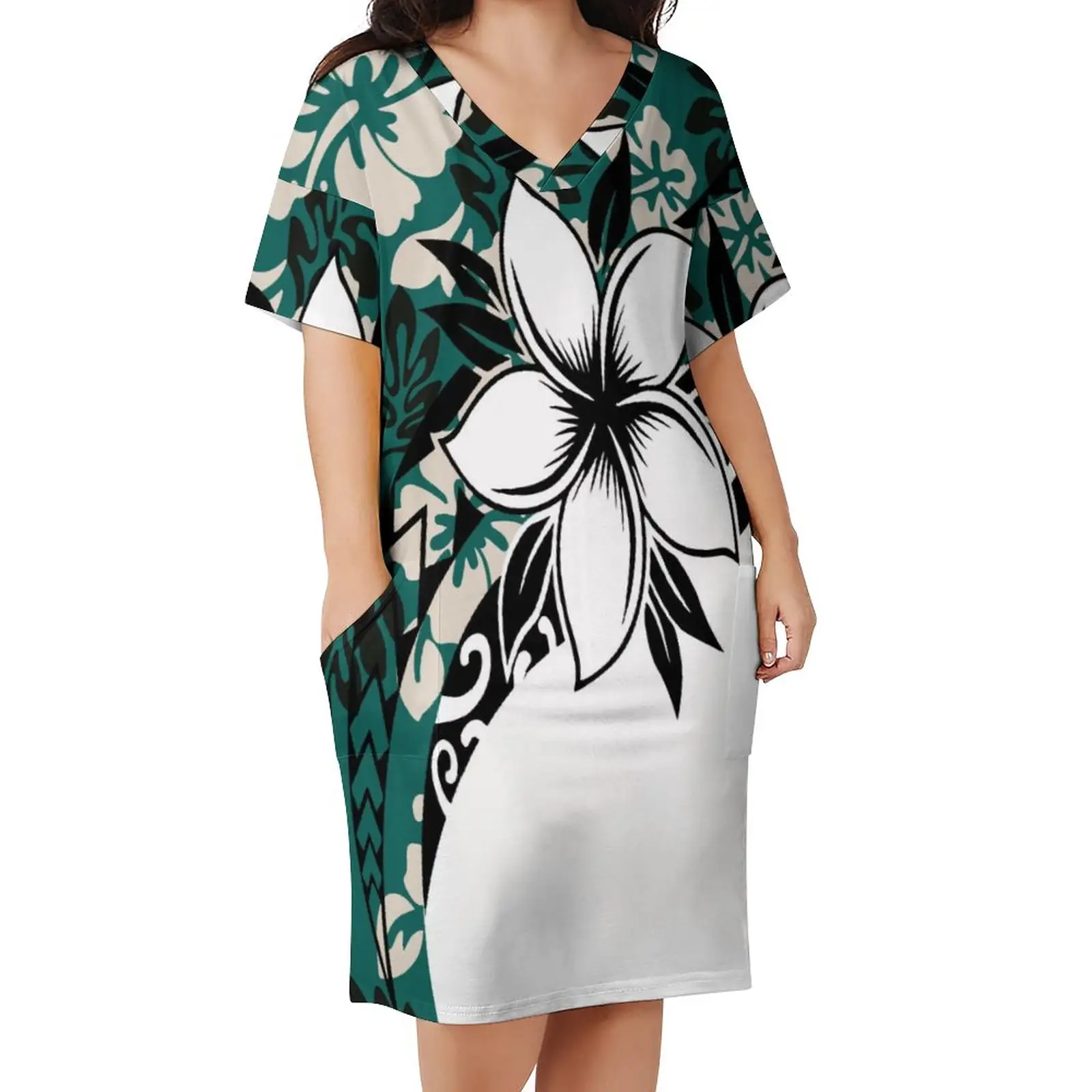 Custom clothing women short sleeve dress full print dresses Polynesian Samoan Puletasi island dress