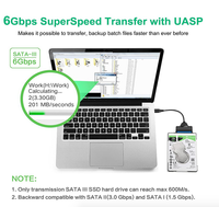 Konverter Eksternal Adaptor Hard Drive SATA Ke USB 3.0 Hingga 2.5 Inci SATA III untuk Transfer Data HDD SSD