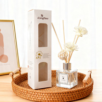 Ensemble diffuseur de parfum en verre carré de luxe pour la maison, avec fleurs Sola et boîte cadeau décorative pour fenêtre – Vente en gros