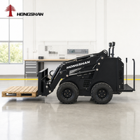 Chargeuse compacte sur pneus de 700 kg à moteur essence, télécommandée, certifiée EPA CE, avec grappin à bois, ripper et marteau, directement de l'usine