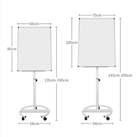 Tableau blanc magnétique à hauteur réglable avec cadre en aluminium, tableau à feuilles mobiles, 60x90cm, pliable