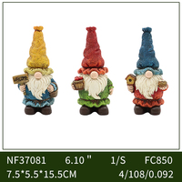 Lot de 3 mini-gnomes, panneaux de bienvenue, seaux à pommes et nichoirs en résine pour l'aménagement extérieur des parterres fleuris